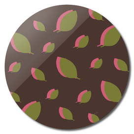 Green pink leaves on brown