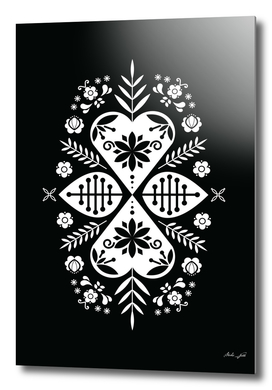 Black and White Scandi Folk Pattern Art