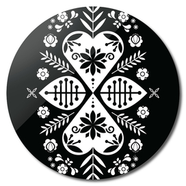 Black and White Scandi Folk Pattern Art