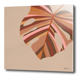 Earthy Monstera Leaf - Terracotta, taupe & pink