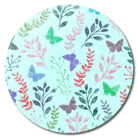 Watercolor Flowers & Butterfly II