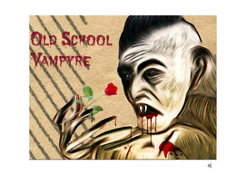 Portrait of Old School Vampire with Red Rose