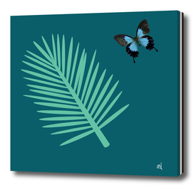 Blue Butterfly and Palm