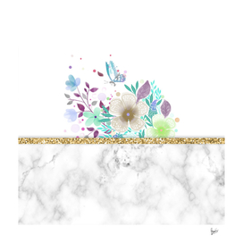 Minimal Gold Floral Marble