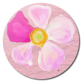 Pink and White Flower, Watercolor on Winkled Paper