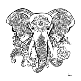 Mandala coloring book elephant