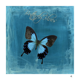 Butterfly Blues, Faux Blue Metal, Black, White