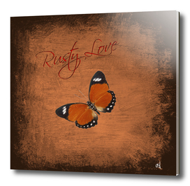 Rusty Love, Orange Butterfly, Faux Rusty Metal