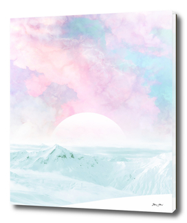 Winter Landscape on Candy Marble Sky