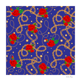 golden chain red rose pattern