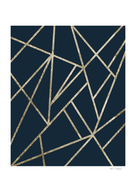 Classic Dark Blue Gold Geo #1 #geometric #decor #art