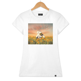 astronaut in the sunflowers