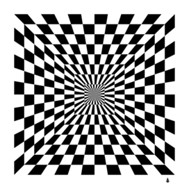 optical illusion chessboard tunnel