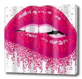 Pink Biting Sexy Lips