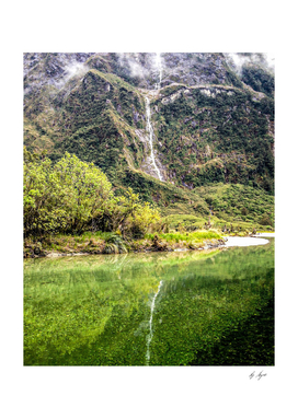 Hiking Bliss Green Mountainside Waterfalls