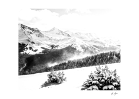 Black and White Mountain Picture