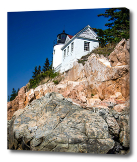 Seashore Rock Lighthouse Reddish Brown Tones