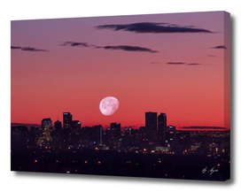 Downtown Denver Colorado Super Moon Red Sky