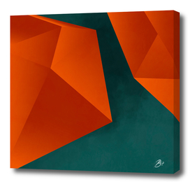 abstract geometric art in copper & petrol green