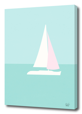 Minimal Sailboat - Turquoise Coast