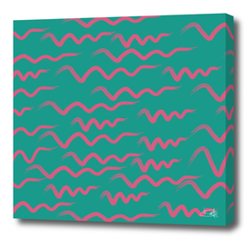 Waves drawn by brush on an emerald background.