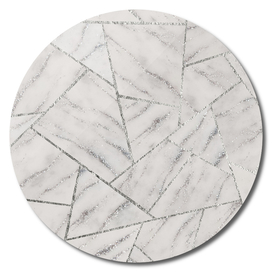 White Marble Silver Glitter Geometric Glam #2 (Faux Glitter)