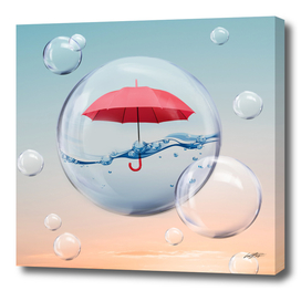 Red Umbrella in a bubble