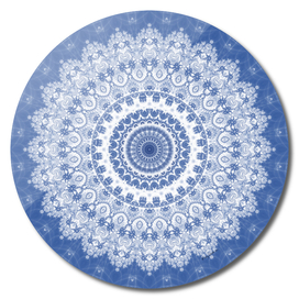 Blue and White Fractal Mandala