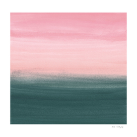 Touching Teal Pink Watercolor Abstract #1 #painting