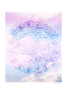 Heart Mandala on Unicorn Pastel Clouds #1 #decor #art