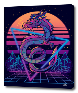 RetroWave Dragon Aesthetic Poster