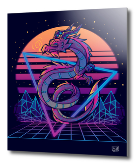 RetroWave Dragon Aesthetic Poster