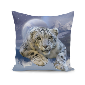 Snow Leopard and Moon