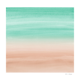 Touching Soft Emerald Beige Watercolor Abstract #1 #painting