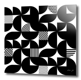 Black Mid Century Bauhaus Semi Circle Pattern