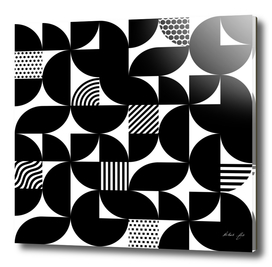 Black Mid Century Bauhaus Semi Circle Pattern