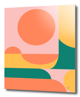 Shape and Color Study in Orange, Pink, Green, and Yellow