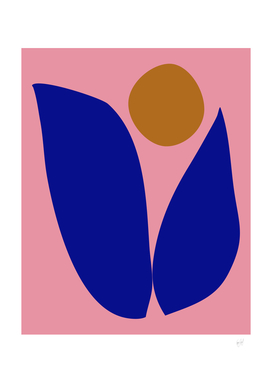 Abstract Floral Drawing in Pink and Blue