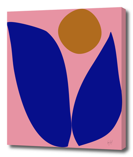 Abstract Floral Drawing in Pink and Blue