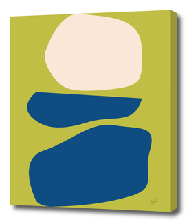 Organic Abstract Shapes in Chartreuse and Blue