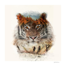 Abstract tiger. Double Exposure.