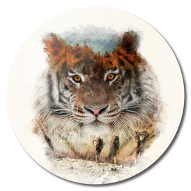 Abstract tiger. Double Exposure.