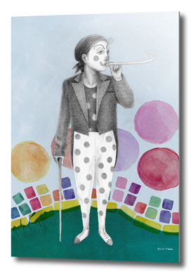 clown and lots of dots