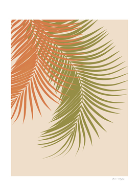 Palm Leaves Orange Green Vibes #1 #tropical #decor #art