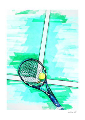 Tennis Ball & Racket On Court Marker