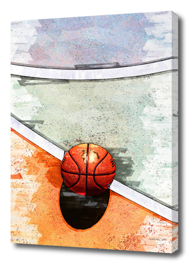 Basketball On Court Geometric Marker