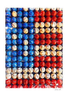 USA Flag With Baseballs Marker