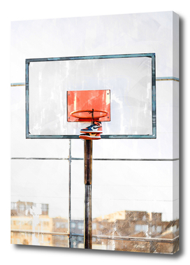 Air Jordan Attached To Basketball Hoop
