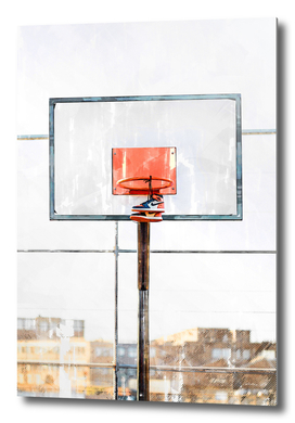 Air Jordan Attached To Basketball Hoop