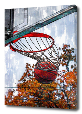 Basketball In The Hoop Marker Sketch